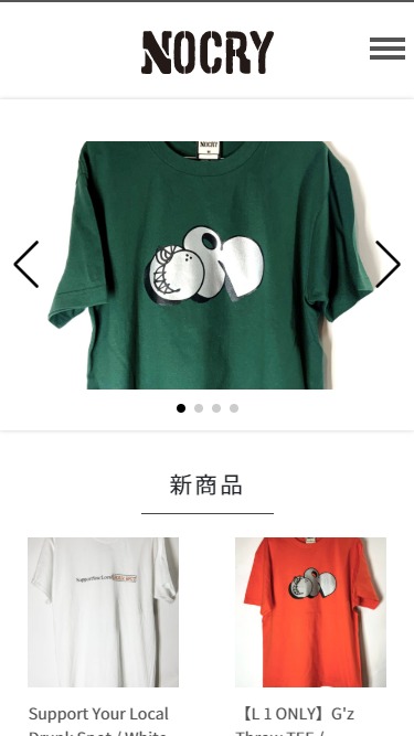 「NOCRY WEB SHOP」のSPサイズスクリーンショット